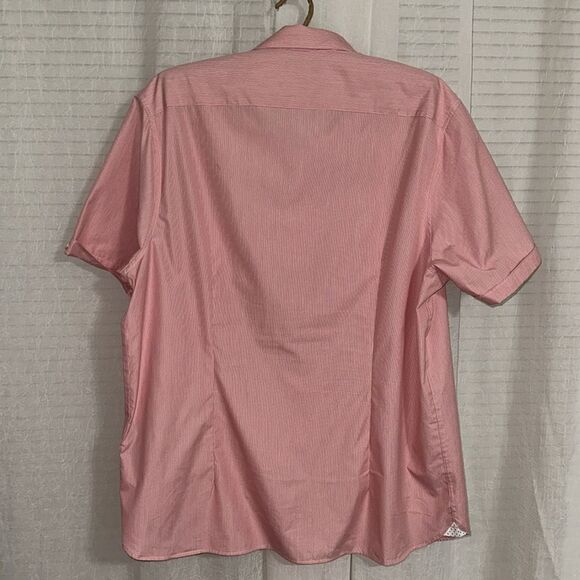 Ted Baker 6/XL Red Sayhi Micro Pin Stripe Short Sleeve Button Shirt - Picture 6 of 16